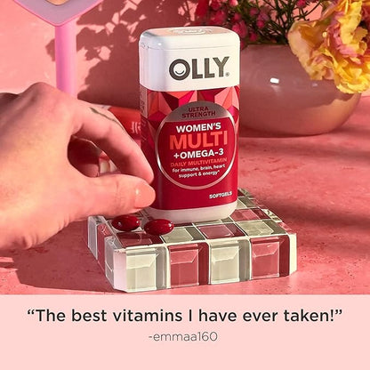 OLLY Ultra Women's Multi Softgels, Overall Health and Immune Support, Omega-3s, Iron, Vitamins A, D, C, E, B12, Daily Multivitamin, 30 Day Supply - 60 Count (Pack of 2)