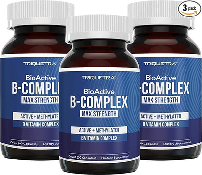 BioActive Vitamin B Complex Blood Stream Ready, Methylated B Complex Featuring Methylfolate 3 BioActive Forms of B12, BenfoPure® B1 & Pantesin® B5 12 B Vitamins in Clinical Doses(160 Servings - 3Pack)
