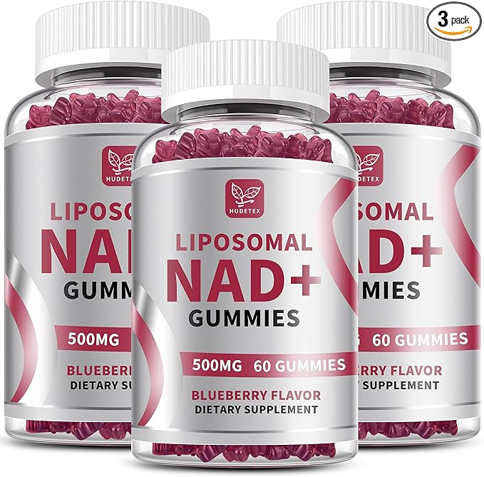(3 Packs) NAD Gummies Supplement for Women & Men, Pure 500mg Liposomal NAD - Cell Regeneration, Energy & Metabolism Support, Vegan,Sugar Free，Additives Free, 180 Counts,Blueberry Flavor