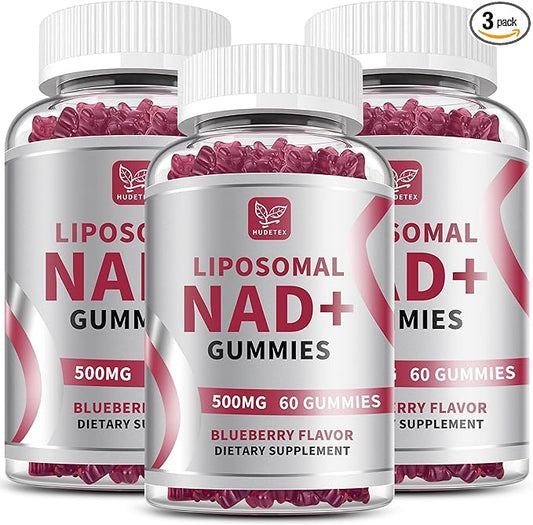 (3 Packs) NAD Gummies Supplement for Women & Men, Pure 500mg Liposomal NAD - Cell Regeneration, Energy & Metabolism Support, Vegan,Sugar Free，Additives Free, 180 Counts,Blueberry Flavor