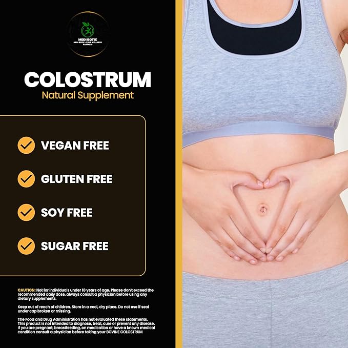 Colostrum Supplement Powder for Humans, Bovine Colostrum for Gut Health, Immune Support, Hair Growth, Beauty Supplement, Muscle Recovery & Wellness - Gluten, Sugar & Fat Free Unflavored 108 Grams