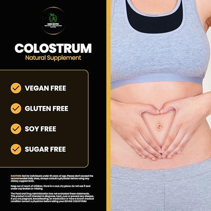 Colostrum Supplement Powder for Humans, Bovine Colostrum for Gut Health, Immune Support, Hair Growth, Beauty Supplement, Muscle Recovery & Wellness - Gluten, Sugar & Fat Free Unflavored 108 Grams