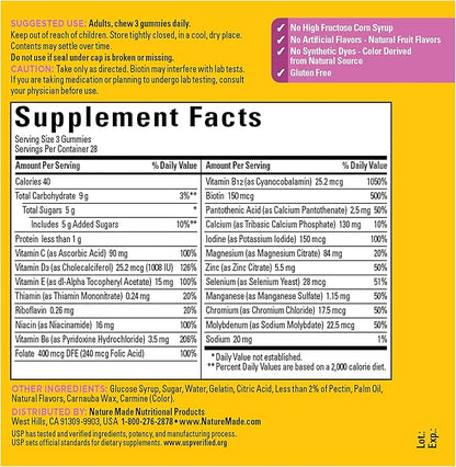 Nature Made Advanced Multivitamin Gummies 50 + for Her, Womens Multivitamins Gummies with Magnesium Citrate, Vitamin D3, Zinc, Calcium and All 8 B Vitamins, 84 Count, 28 Day Supply
