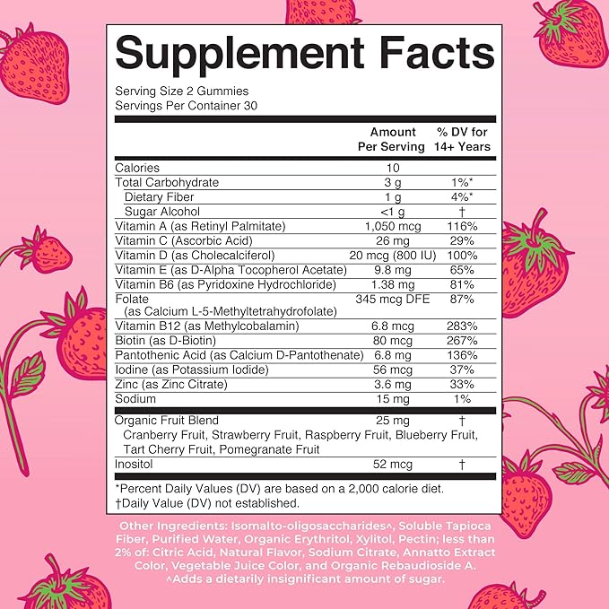 MaryRuth Organics Women's Immune Support Multivitamin Gummies | Ages 14+ | Skin Health | Gummy Vitamins for Women | Sugar-Free | Vegan | Non-GMO | 60 Count