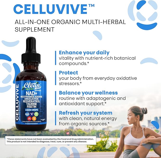 Clean Nutra NAD Liquid Supplement Drops Resveratrol Polyphenols Liposomal Taurine Fisetin Grape Seed Extract Japanese Knotweed Fo Ti Anti Aging NAD+ Nicotinamide Adenine Dinucleotide for Women & Men
