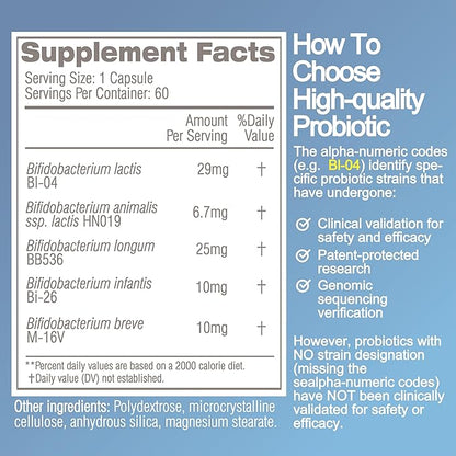 Life-Space 2-Month Serving Bowel Biotic Probiotics for Regularity, 20 Billion CFU & 5 Strains, Support Bowel Movement & Digestive Health, Probiotics for Women and Men, 60 Vegetarian Capsules