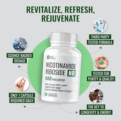 NAD Supplement | New Nicotinamide Riboside NAD+ & NR (Flush Free) | NMN Alternative | Boost Natural NAD for Anti-Aging Effects, Longevity & Cognitive Function – 30 Day Supply