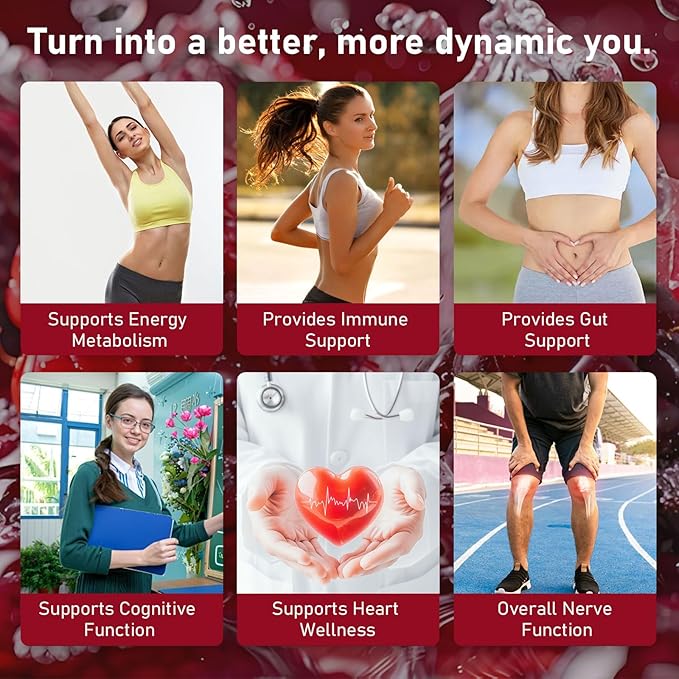 Vitamin B12 Complex with B1, B6, Vitamin B12 Raspberry Liquid Supplement, Essential Vitamin 5-in-1 Vitamin B Complex Liquid Drops, Brain Function, Focus, and Natural Energy Support (2PCS)