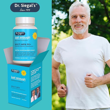 Dr. Siegal's Just Enough Multivitamins for Men 50 Plus - 60 Capsules - 60 Servings of Mens Multivitamins 50 Plus Capsules - Men's Daily Supplements for Men - Multivitamins for Men Over 50