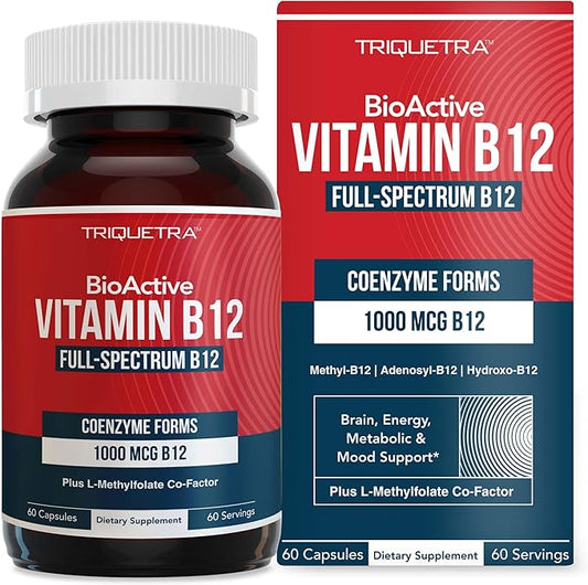 BioActive Vitamin B12 1000 mcg | All 3 BioActive Forms B12 Plus Methylfolate Cofactor - Methyl B12, Adenosyl B12 & Hydroxy B12 | Supports Energy, B12 Levels & Mood | Vegan, Non-GMO (60 Servings)