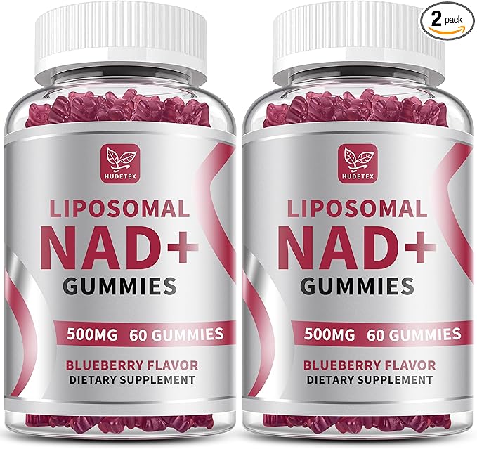 (2 Packs) NAD Gummies Supplement for Women & Men, Pure 500mg Liposomal NAD - Cell Regeneration, Energy & Metabolism Support, Vegan,Sugar Free，Additives Free, 120 Counts,Blueberry Flavor