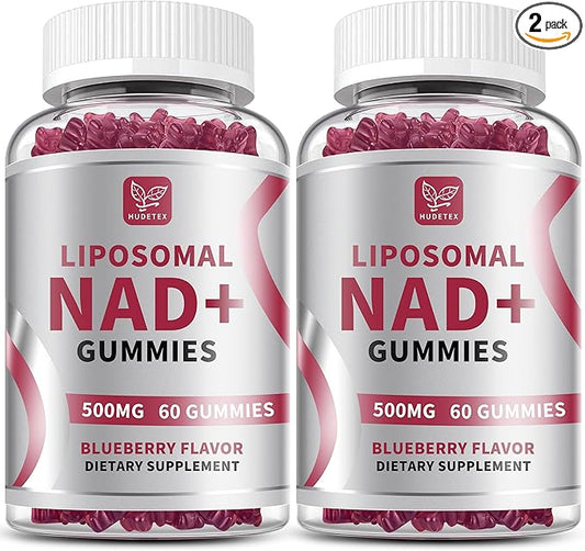 (2 Packs) NAD Gummies Supplement for Women & Men, Pure 500mg Liposomal NAD - Cell Regeneration, Energy & Metabolism Support, Vegan,Sugar Free，Additives Free, 120 Counts,Blueberry Flavor