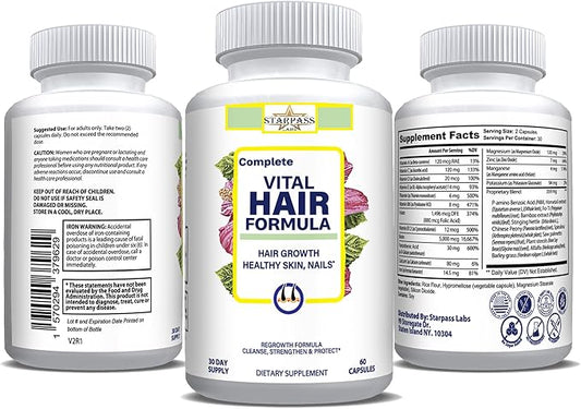 #1 Hair Formula Healthy Vitamins for Men & Women | Nutrients Needed for Hair Growth, Maintain Healthy Skin & Nails, Biotin & More 60 Capsules