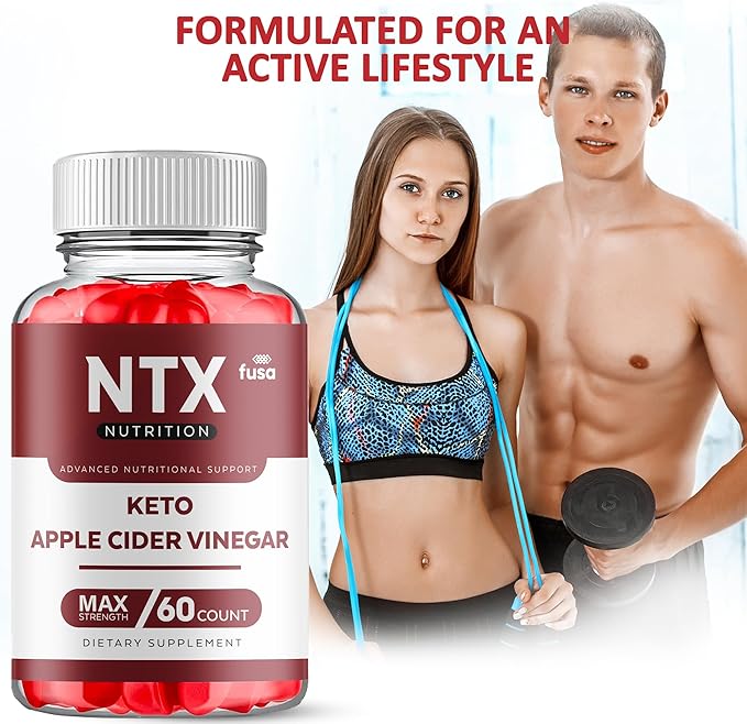 NTX Gummies Keto + ACV Gummy Formula, NTX 1000MG Apple Cider Vinegar Vitamin B12 B6 Folic Acid Overall Health Support Supplement, NTX Advanced Formula (60 Gummies)