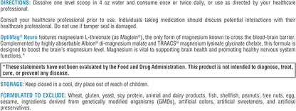 XYMOGEN OptiMag Neuro - Chelated Magnesium Powder - with Magnesium Glycinate & L-Threonate - Support Brain Health & Relaxation - Lemon Lime (60 Servings)