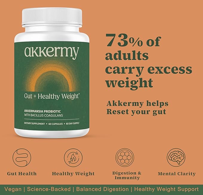Akkermansia Probiotic for Appetite & Craving Control | Increases GLP-1 & Boosts Healthy Weight | 120 Day Supply | Made in USA | Bacillus Coagulans, B2, D3 & Chromium |SIBO Friendly, Vegan, Gluten Free