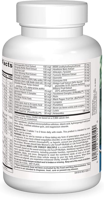 Source Naturals Men's Life Force Multiple Daily Multivitamin & Immune Health Supplement - 13 Essential Vitamins, Nutrients & Minerals - 180 Tablets