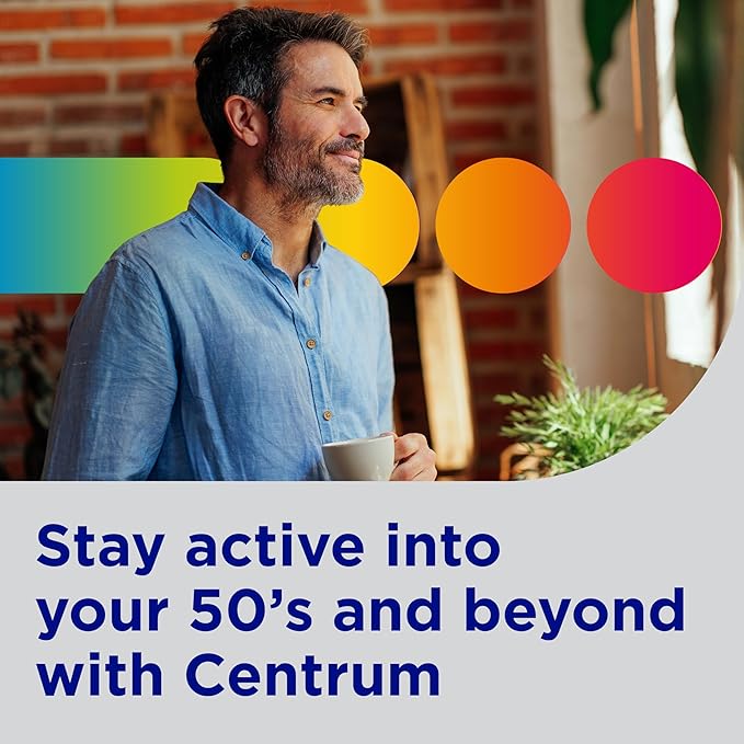 Centrum Minis Silver Multivitamin for Men 50 Plus, Multivitamin/Multimineral Supplement, Vitamin D3, B-Vitamins and Zinc, Non-GMO Ingredients, Supports Memory and Cognition in Older Adults - 280 Ct