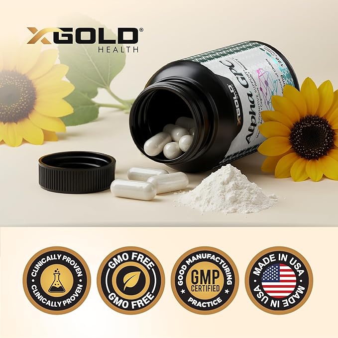 Alpha GPC Choline 600mg, 99% Pure Nootropic Supplement, 120 Veggie Capsules, Cognitive Enhancer for Memory, Brain Health & Focus