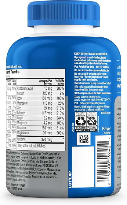 One A Day Men’s 50+ Healthy Advantage Multivitamin, Multivitamin for Men with Vitamins A, C, E, B6, B12, Calcium and Vitamin D, Tablet, 200 Count (Pack of 1)