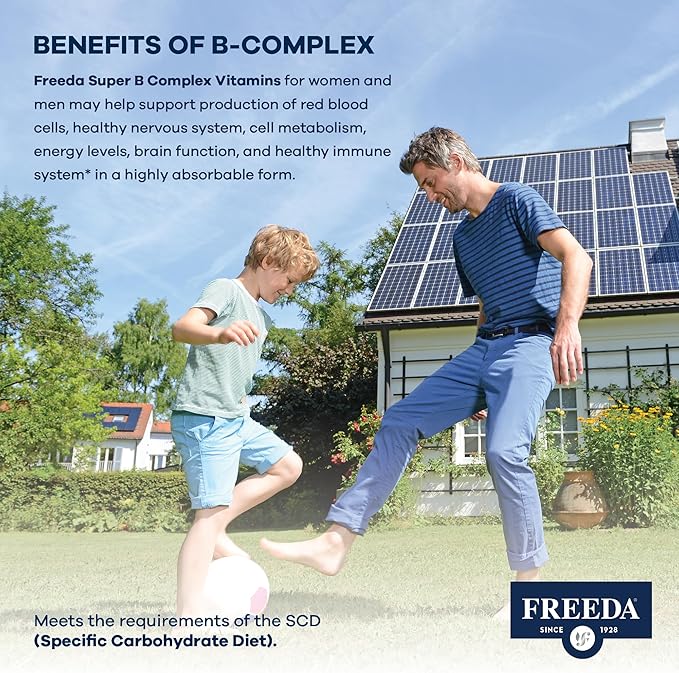 FREEDA SCD B-Complex with Vitamin C & Zinc | Methylfolate & Active B12 | Vegan, Kosher (180 Capsules)
