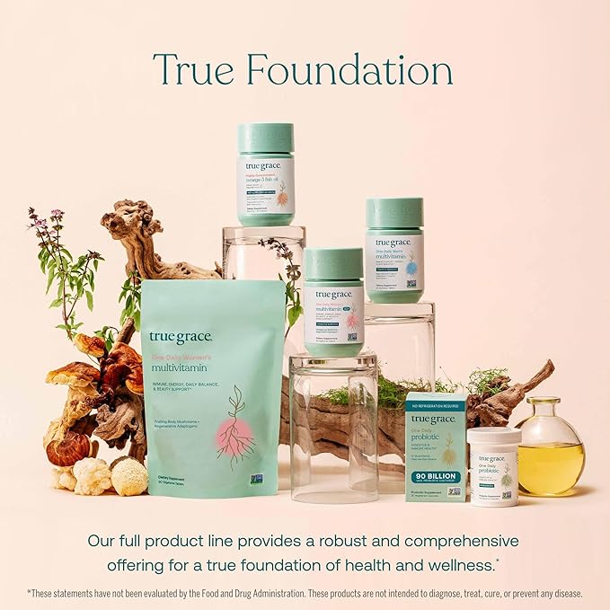 True Grace One Daily Probiotic - 60 Vegetarian Capsules - 90 Billion CFU - Gut, Digestive & Immune Health Support Blend with Prebiotic Fiber - Gluten & Soy Free - 60 Servings