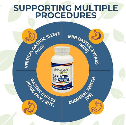 Shiny Leaf Bariatric Multivitamin with Iron - 45 mg for Gastric Bypass, Sleeve Gastrectomy, Roux-en-Y, Duodenal Switch - 22 Vitamins & Minerals, ASMBS Compliant, Vegetarian, Made in USA, GMP, 90 Ct.