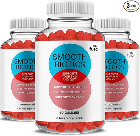 (3 Pack) SmoothBiotics Skin & Gut Support Gummy Formula, SmoothBiotics Overall Health & Wellness Vitamin B12 B6 Folic Acid Support Supplement, SmoothBiotics Advanced Supplement Formula (180 Gummies)
