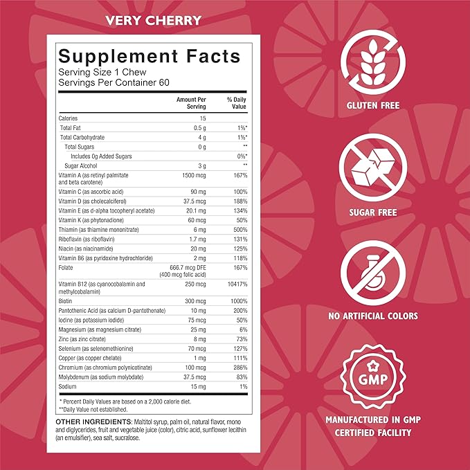 Celebrate Vitamins Bariatric Multivitamin Soft Chews - Essential Vitamins & Minerals, Sugar & Gluten Free - Gastric Bypass & Sleeve Gastrectomy Supplement - Berry/Orange/Cherry (180ct)
