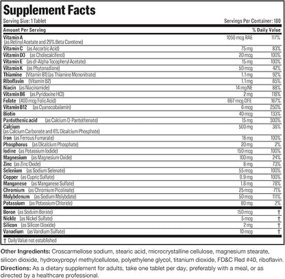 Bronson ONE Daily Women’s Complete Multivitamin Multimineral Once-Daily Multi for Active Women, 180 Tablets