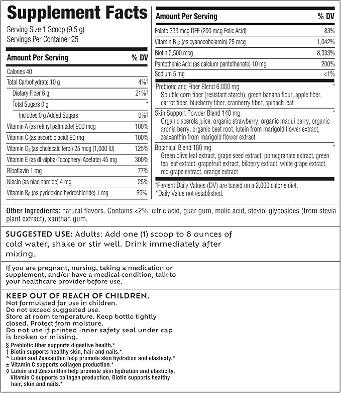 Benefiber Prebiotic Fiber + Superfruits Dietary Supplement, Strawberry Dragon Fruit Flavor, 8.8 oz (250g), 25 Day Supply