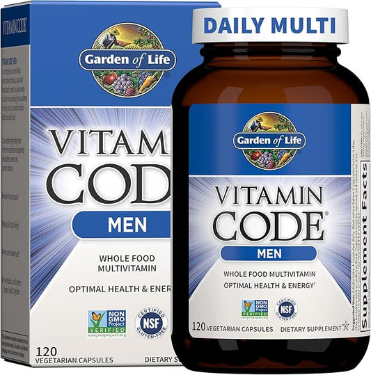 Garden of Life Vitamin Code Whole Food Multivitamin for Men, Fruit & Veggie Blend and Probiotics for Energy, Heart, Prostate Health, 120 Count