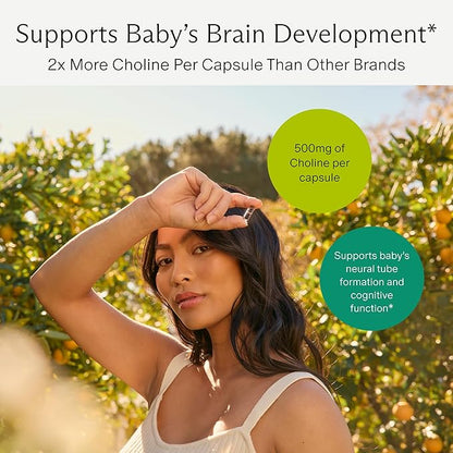 Needed. Prenatal Choline+ Liquid Capsules for Cognitive Development - Choline Supplements For Pregnancy - Aids Baby Brain Development & Supports Healthy Pregnancy - Third Party Tested - 30 Liquid Caps