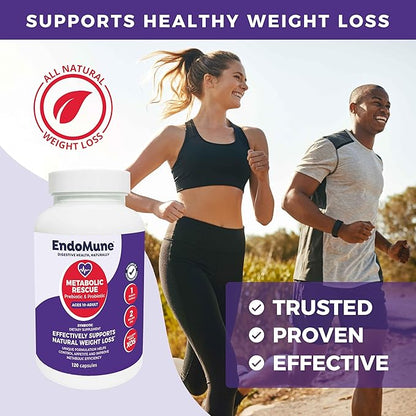 Endomune Metabolic Rescue Prebiotic and Probiotic | Physician Formulated | 120 Vegetarian Capsules | Weightloss