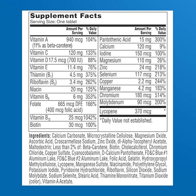 One A Day Men’s 50+ Healthy Advantage Multivitamin, Multivitamin for Men with Vitamins A, C, E, B6, B12, Calcium and Vitamin D, Tablet, 200 Count (Pack of 1)