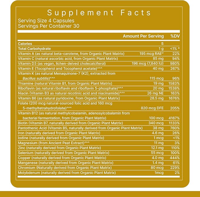 Premier Research Labs Multi-Vitamin - Immune, Brain & Heart Support | with Prebiotics and Postbiotics | Vegan Capsules for Men & Women. Gluten & Soy Free - 120 Plant-Sourced Capsules