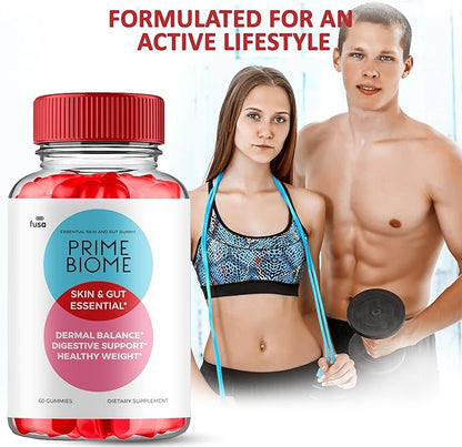 (2 Pack) Prime Biome Gummies PrimeBiome Skin & Gut Support Gummy, PrimeBiome Overall Health & Wellness Vitamin B12 B6 Folic Acid Supplement, Prime Biomes Advanced Support Gummy (120 Gummies)