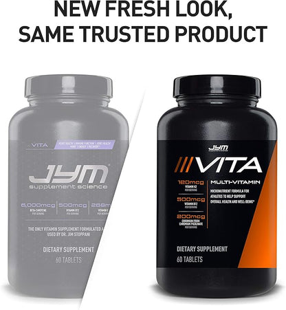 JYM Supplement Science Vita JYM Sports Multivitamin & Mineral Support, Vitamin A, C, B6, B12, E, K, Boron, Biotin, Potassium 60 Tablets