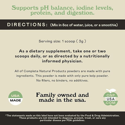 Organic Kelp Powder Supplement - Bulk Raw, Dry, Pure Sea Kelp Seaweed Powder 8oz 75 Serving Thyroid, Iodine, & Digestion
