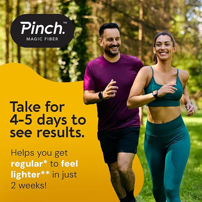 Pinch Magic Sugar Free Fiber Powder – Light Lemon Ginger Psyllium Husk with Bromelain & Vitamins C & D – Vegan, Gluten-Free, Clean Label, USA-Made, GMP-Certified – 28-Day Supply