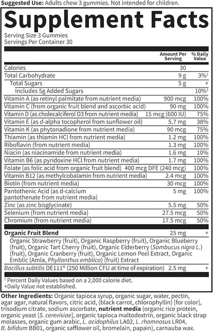 Men’s Multivitamin Gummy: Vitamins C, D, E, B & Zinc for Energy, Stamina & Stress, Probiotics for Digestive & Immune Health, Vitamin Code, Non-GMO, Gluten-Free, 90 Lemon Berry Gummies, 30 Day Count