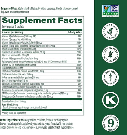 MegaFood Women's 55+ Advanced Multivitamin for Women - Doctor-Formulated with Choline, Vitamin D3, Vitamin B12, Biotin - Plus Real Food - Optimal Aging, Vegetarian - 120 Tabs (60 Servings)
