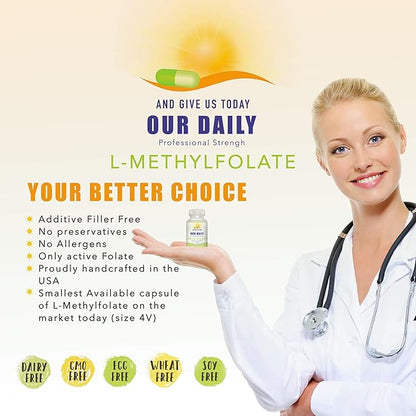 AND GIVE US TODAY OUR DAILY L-Methylfolate 15 mg 15000 mcg Maximum Strength Active Folate, 5-MTHF, Non-GMO, Vegetarian Capsules 60 Count (2 Month Supply)