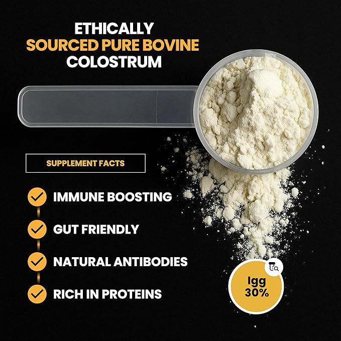 Colostrum Supplement Powder for Humans, Bovine Colostrum for Gut Health, Immune Support, Hair Growth, Beauty Supplement, Muscle Recovery & Wellness - Gluten, Sugar & Fat Free Unflavored 108 Grams