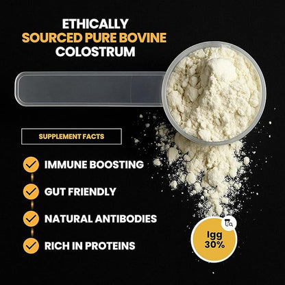 Colostrum Supplement Powder for Humans, Bovine Colostrum for Gut Health, Immune Support, Hair Growth, Beauty Supplement, Muscle Recovery & Wellness - Gluten, Sugar & Fat Free Unflavored 108 Grams