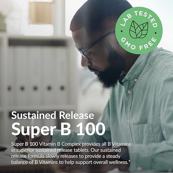 Futurebiotics Super B 100 Sustained Release Vitamin B Complex Non-GMO, 120 Vegetarian Tablets
