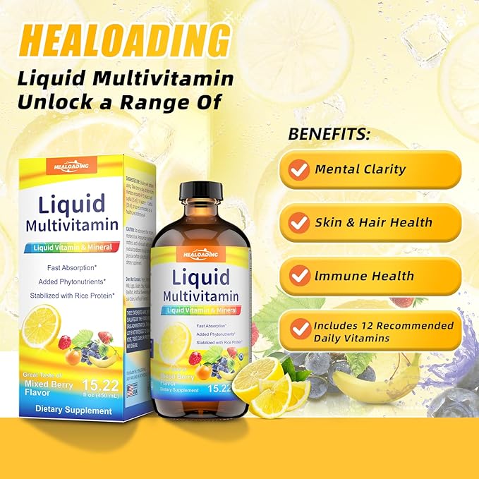 Nutritious Liquid Multivitamin for Women：Liquid Multi Vitamin with Amino Acids Zinc Selenium Mixed Fruit Flavor - Convenient Daily Nutrient Supplement