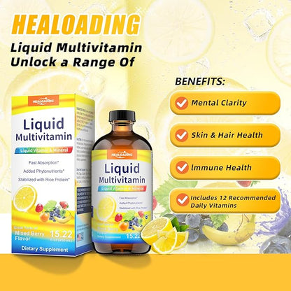 Nutritious Liquid Multivitamin for Women：Liquid Multi Vitamin with Amino Acids Zinc Selenium Mixed Fruit Flavor - Convenient Daily Nutrient Supplement