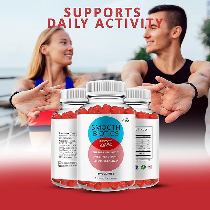 (3 Pack) SmoothBiotics Skin & Gut Support Gummy Formula, SmoothBiotics Overall Health & Wellness Vitamin B12 B6 Folic Acid Support Supplement, SmoothBiotics Advanced Supplement Formula (180 Gummies)