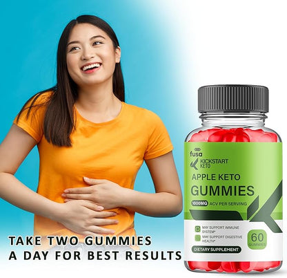Kickstart Gummies Keto + ACV Gummy Formula, Kickstart 1000MG Apple Cider Vinegar Vitamin B12 B6 Folic Acid Overall Health Support Supplement, Kickstart Advanced Formula (60 Gummies)